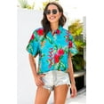 thumbnail image 6 of MOUSYA Hawaiian Shirts for Women Floral Leaves Printed Shirt Tropical Button Down Tops Summer Beach Blouse, 6 of 7