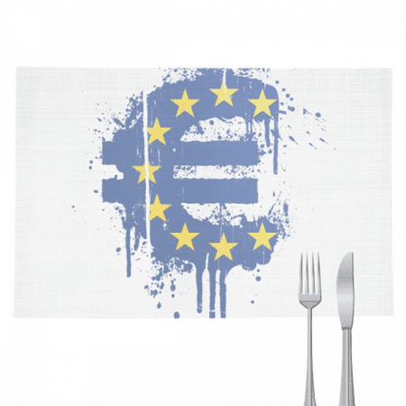 

European Union Monetary Unification Symbol Placemat Pad Kitchen Woven Heat Resistant Cushion Rectangle