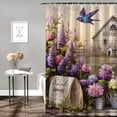 thumbnail image 2 of Chilfamy Flowers Birdhouse Shower Curtain Cloth Fabric Bathroom Decor Set with Hooks Polyester Home Bathtubs Decoration Set with Hooks 69x72, 2 of 7