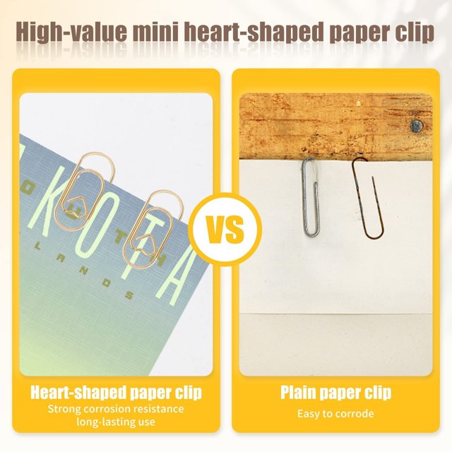 Guardoinrt 130pcs Document Organization With Heart Shaped Paper Clips Set Of 100 Rust-resistant Bookmark Clips 1Set