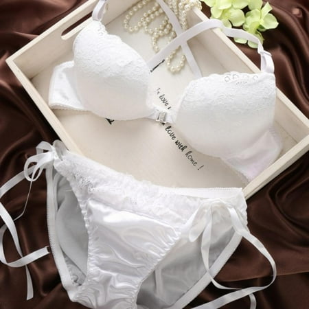 

Ame Women s Push Up Bra Set Lingerie Sexy Front Buckle Bra Front Closure U Shape 32-36B White
