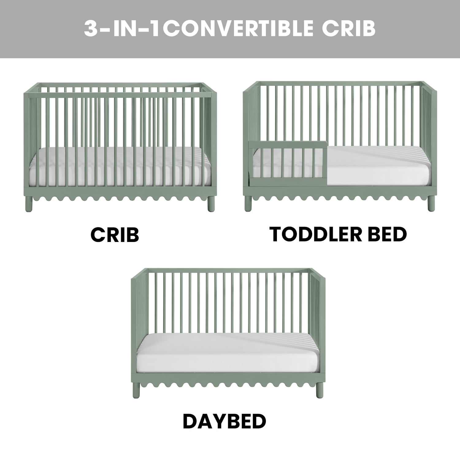 Oxford Baby Sterling Convertible Island Crib Olive Green