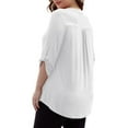 thumbnail image 5 of VERABENDI Women's Plus Size Tops 3/4 Sleeve Shirts Dressy Casual Metal Buckle V-Neck Tunic Blouses,M-4XL, 5 of 11