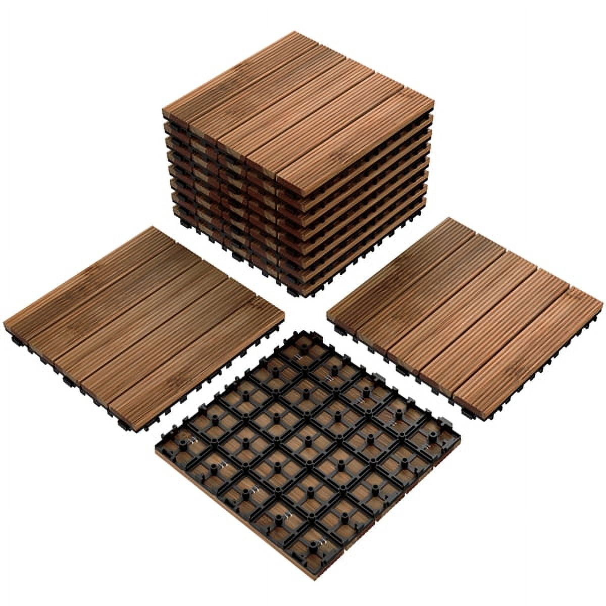Yaheetech Off White Plastic 12.60'' x 12.60'' Wood Flooring Tiles 11sq ft Coverage Area 11 Piece