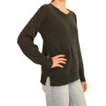 thumbnail image 2 of P.J. Salvage Womens Solid Split Hem Pullover Sweater, Grey, Small, 2 of 5