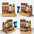 thumbnail image 5 of Catekro Desk Organizer Pen Holder with Drawer for Home, Office, and School, Brown, 5 of 11