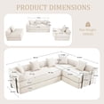 thumbnail image 3 of Timbernest 106" Oversized L-Shaped Cloud Couch, Convertible Sleeper Sofa, Folding Corduroy Sofa Bed for Living Room, Beige, 3 of 16