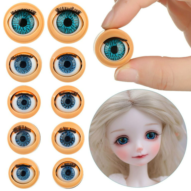 1 Pair with Eye Cover Doll Eyechips Doll Eye Accessories Silicone Doll  Rolling Eyeballs DIY Doll Eyes with Eyelashes Simulation Active Eyeball 3 