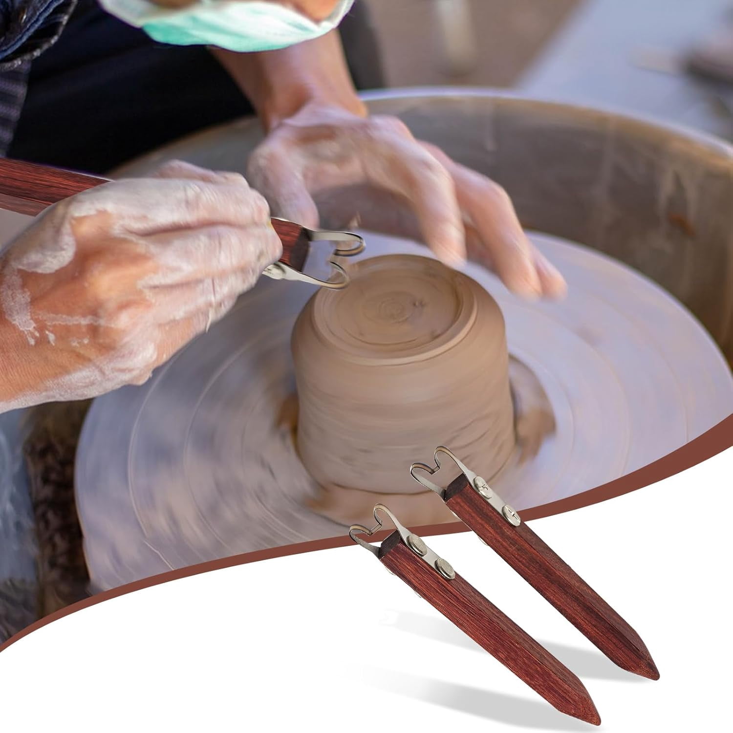 ABCISI 2PCS Pottery Foot Shaper, Sturdy Crafts Model Making Pottery Clay Trimming Sculpting Tool, DIY Pottery Carving Cutting Tools, Pottery Drag Tool for Clay Artists, 6mm/7mm