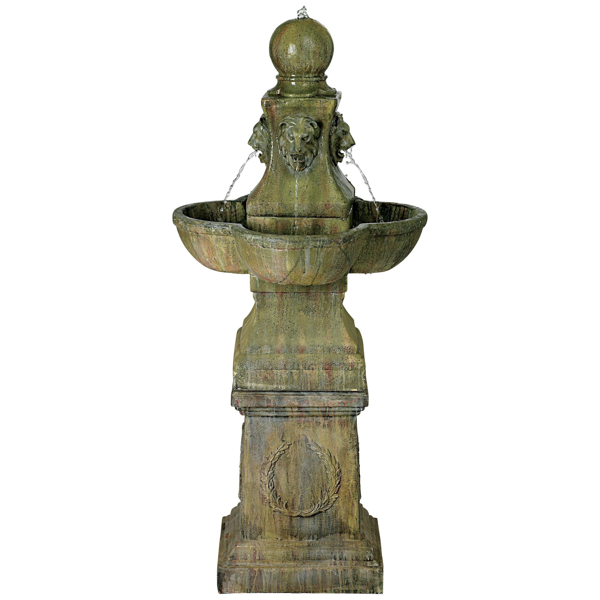 Royal Lion 54" High Large Italian Outdoor Decor Faux Stone Floor Fountain Pedestal Outside Garden Patio Yard