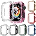 thumbnail image 1 of 8 Pack Bling Case for Apple Watch Series 7/Series 8 45mm, Hard PC Cover [No Screen Protector] Double Row Crystal Diamond Bumper Rhinestone Frame iWatch Accessories, 1 of 5