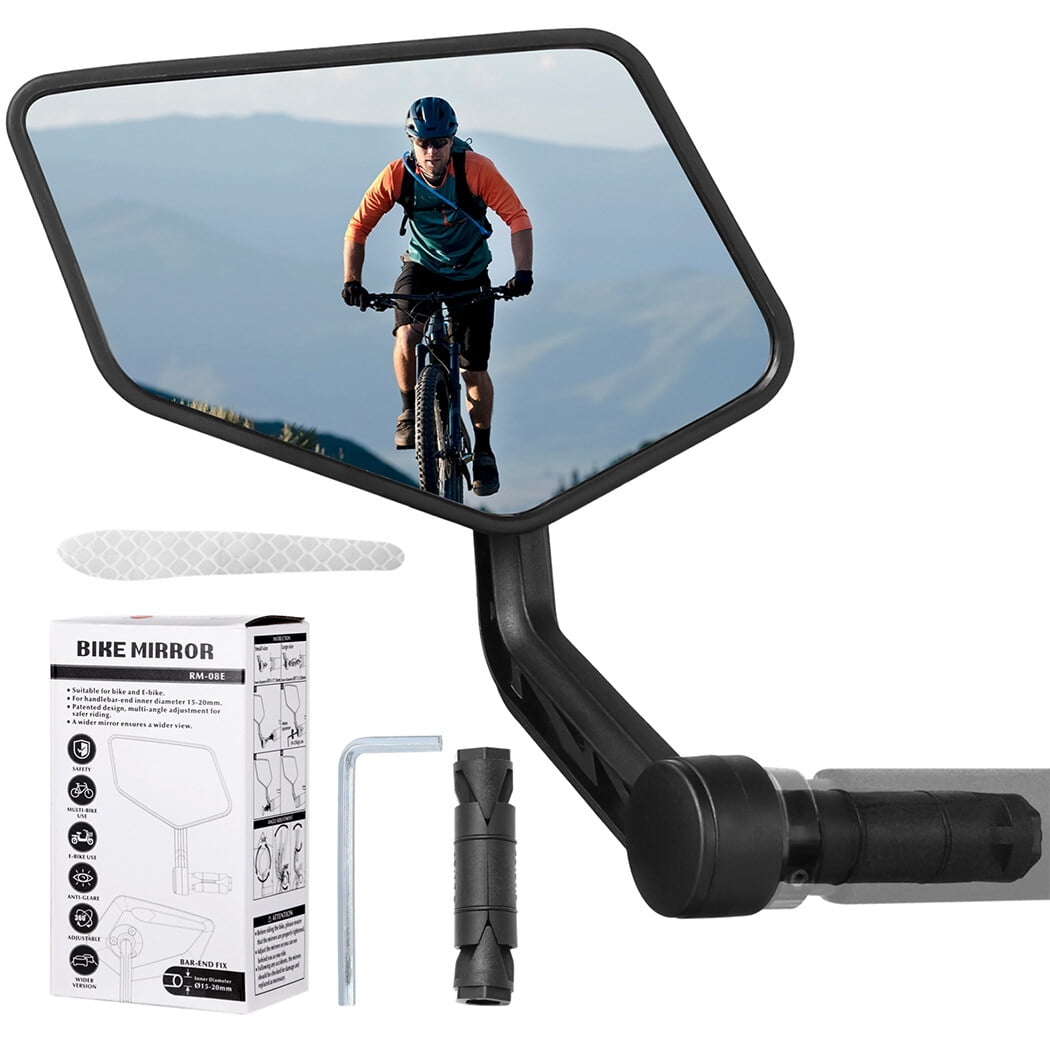 Left Bar End Bike Mirror, Rearview Bike Mirror with Reflective