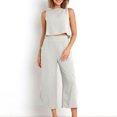 thumbnail image 5 of Cotton Linen Two Piece Sets for Women 2025 Wide Leg Two Piece Pants Set Casual Tank Tops Two Piece Outfits Summer Lounge Set, Limited Time Offer, 5 of 6