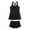 Black, variant on Women's Two-Piece Tankini Swimsuit Set with Crisscross Straps and Boyshorts, Pink and Blue, Comfortable and Stylish