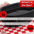 thumbnail image 4 of Avant Grub Black Food Basket Container (12-Ct) with Red Checkered Deli Paper (120-Ct), 4 of 4