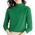 thumbnail image 1 of WTXUE Turtleneck Sweatshirt Crochet Sweaters High Neck Long Sleeved Textured Printed Knitted Base Layer Loose Inner Sweater Oversized Sweatshirt Half Zip Pullover Womens Sweatshirt Green L, 1 of 9
