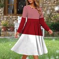 thumbnail image 2 of JSheng Women's Long Sleeve Dress Fashion Leisure Solid Color Round Neck Flowy Comfy Dresses with Pocket Z-Wine L, 2 of 5