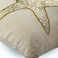 thumbnail image 2 of The HomeCentric Euro Pillow, Natural Beige Euro Pillowcase Pack of 2, 26x26 inch (65x65 cm) Linen Euro Sham Cover, Starfish, Gold Metallic Faux Leather Applique, Embroidery - Gold Scaly Starfish, 2 of 4