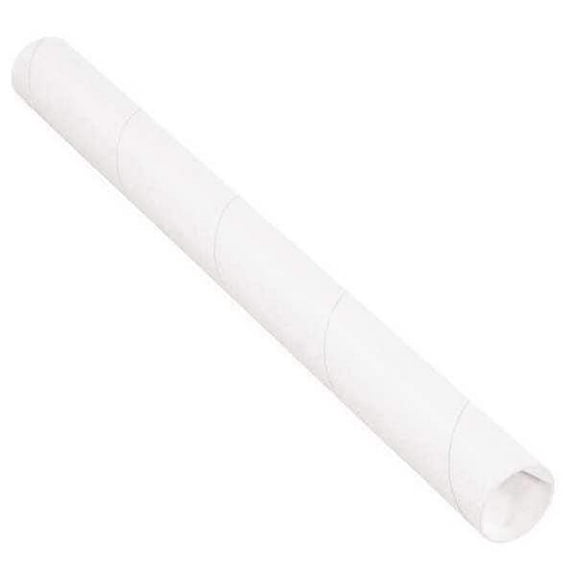 Partners Brand Mailing Tubes,W/Caps,2x30",White,PK50 P2030W