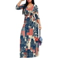thumbnail image 2 of Women's Sexy V Neck Floral Long Sleeves Maxi Dresses Casual Loose Party Prom Ladies Outfits Chic Curvy Elegant Outwear Vestidos, 2 of 4
