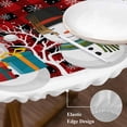 thumbnail image 3 of Red Buffalo Plaid Snowman Round Tablecloth, Fitted Table Cover with Elastic for 36"-44" Round Tables, Christmas Winter Snowflake Xmas Table Cloth Outdoor Indoor Dinning Party Waterproof Tablecloths, 3 of 7