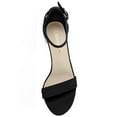 thumbnail image 4 of BLISSFUL STEP Women's Solid Color Open Toe Mid Block Heel Buckle Ankle Strap Sandals Black 10, 4 of 8