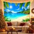 thumbnail image 3 of Tropical Bay with Palm Fronds and Sandy Shore, Serene Coastal Style for Ocean Lovers, Beach Wall Art, Housewarming Gift, Tapestry Wall Hanging for Bedroom and Living Room, 3 of 7