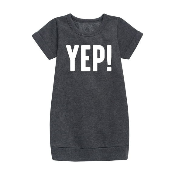 Instant Message - Did We Just Become Best Friends Yep Graphic Short Sleeve Fleece Dress