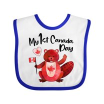 Inktastic My 1st Canada Day with Red and White Maple Leaves Boys or Girls Baby Bib