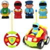 Joyin Toy Cartoon RC Race Car Radio Control with Music & Sound includes 4 Figures Toys for Baby, Toddler and Kids Cars, School Classroom Prize, Christmas Stocking Stuffer and Holiday Gift.