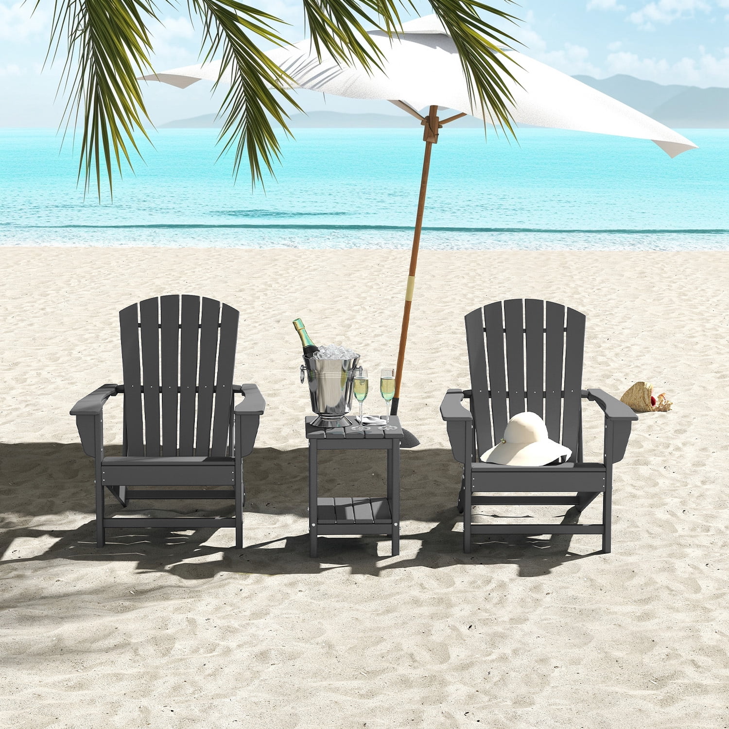 PIPOPA Outdoor Adirondack Chair, HDPE All Weather Patio Chair for Deck Backyard Garden, Grey