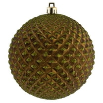Vickerman 4" Olive Durian Glitter Ball Ornament, 6 per Bag