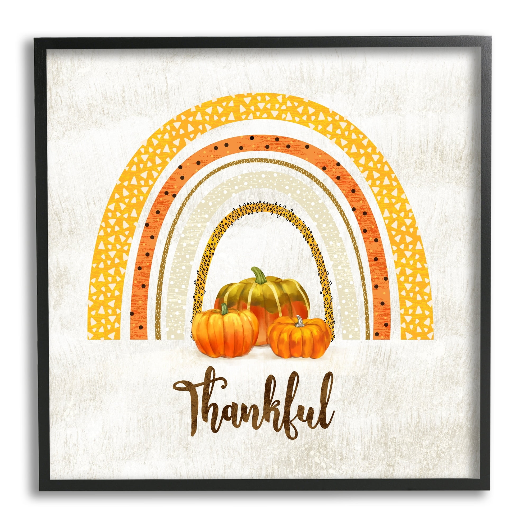 Stupell Industries Thankful Text Orange Autumn Rainbow Abstract Patterns, 24 x 24,Design by Ziwei Li