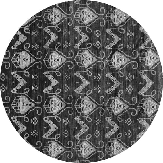 Ahgly Company Indoor Round Abstract Gray Modern Area Rugs, 7' Round