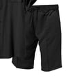 thumbnail image 3 of 100% Cotton Two Piece Sets for Men Summer Vacation Beach Set Casual Short Sleeve Shirt and Drawstring Elastic Waist Shorts with Pockets Black S, 3 of 4