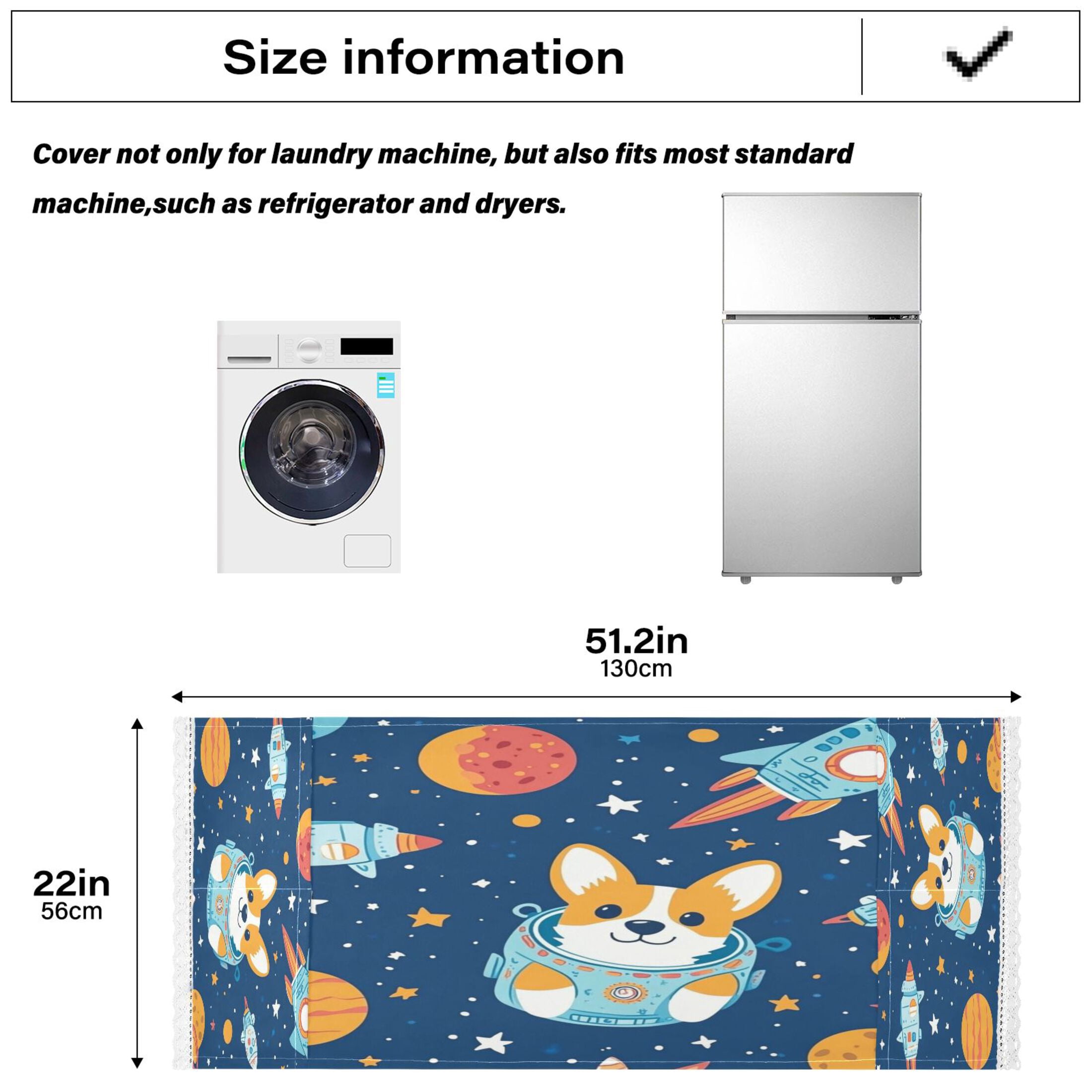 WOBOGO Corgi Rocket Element Pattern Washing Machine Cloth Dryer Refrigerator Top Cover Protective Non-Slip Mat For Kitchen Laundry
