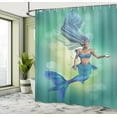 thumbnail image 4 of Ambesonne Cartoon Shower Curtain, Mermaids Swimming, 69"Wx84"L, Teal Pale Blue, 4 of 4