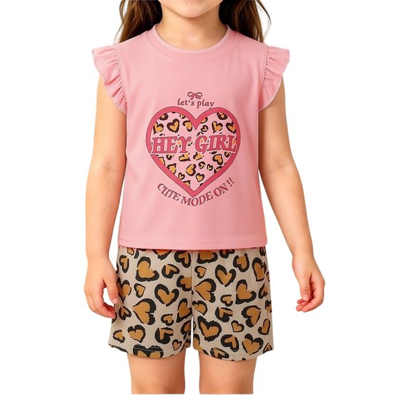 Toddler Girls Summer Outfits Casual Lounge Set Short Sleeve Tee and Elastic Waistband Shorts 2 Piece Clothing Sets Size 2-3T