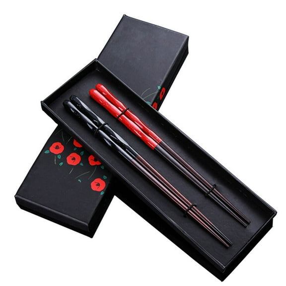New Reusable Chopsticks with Case Dishwasher Safe, Wooden Chopsticks set 2 Pairs