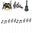 thumbnail image 1 of 40 adornos para tartas de músico para fiestas de cumpleaños, adornos para cupcakes con notas musicales, adornos para tartas con temática de guitarra y música., 1 of 6