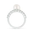 thumbnail image 2 of Angara Japanese Akoya Cultured Pearl Solitaire Ring with Diamonds in 14K White Gold for Women | June Birthstone Jewelry for Her, 2 of 8
