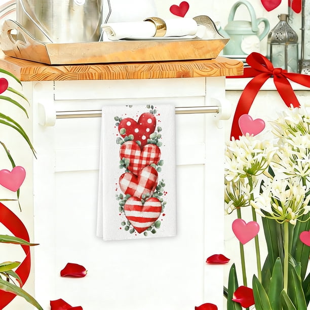 Accesorios de Baño Día Cocina Rosa Rojo Paños de Cocina y Paños de Cocina Toallas de Mano de Poliéster