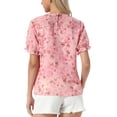 thumbnail image 3 of INSPIRE CHIC Mother's Day Women's Chiffon Tops Short Sleeves Ruffled Trim Floral Work Office Blouse XL Pink, 3 of 6