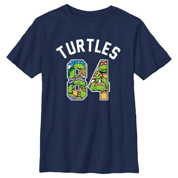 Boy's Teenage Mutant Ninja Turtles 84 Turtles  Graphic Tee Navy Blue Medium