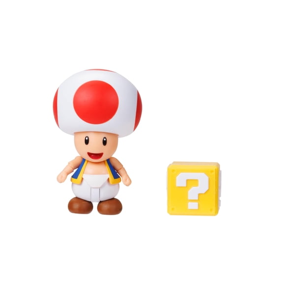 Figuras de acción Super Mario 4 Red Toad con bloque de preguntas