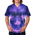 thumbnail image 4 of LNZGNM Halloween Men's Scrub Top V Neck Short Sleeve Loose Fit Comfortable with Relaxed Fit and Pockets Work Uniform Comfort,Purple(M), 4 of 6