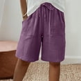 thumbnail image 2 of snilers Bermuda Shorts for Women Knee Length Elastic Waist Drawstring Trousers Loose Wide Leg Sweatpants with Pockets Summer Casual Beach Clothes, 2 of 8