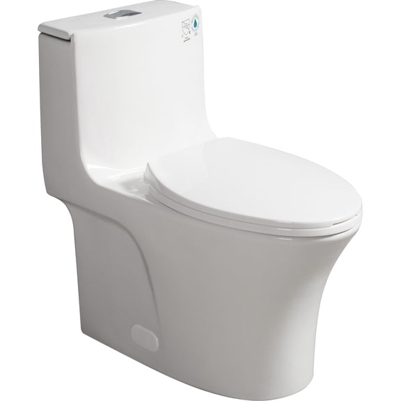One-Piece Toilet, 1.1/1.60 GPF Water-Efficient Dual-Flush Elongated Comfort Height Floor Mounted, ADA Compliant Toilet with Soft Closing Seat Included