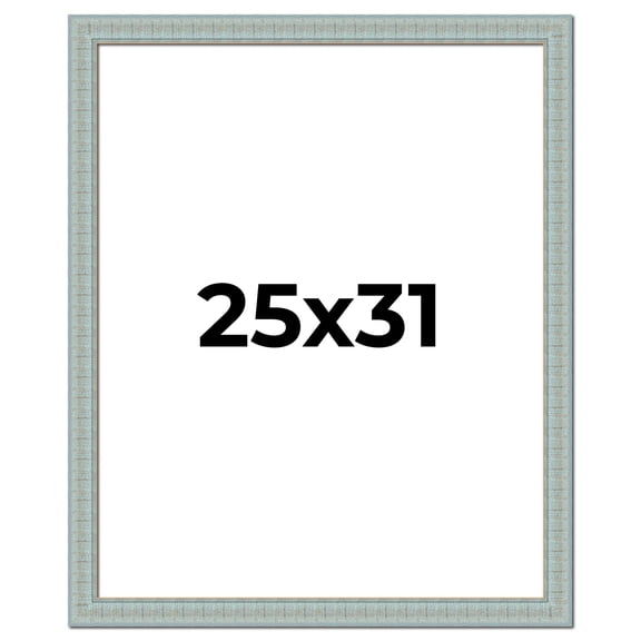 25x31 Frame Blue Teal Distressed Solid Wood Picture Frame | 1.625 Inch Moulding Width | Sonoma Blue