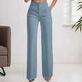 thumbnail image 2 of WMNTST Women's Dress Pants Straight-Leg High Waisted Summer Business Trousers Solid Color Regular Fit Office Workwear, 2 of 4
